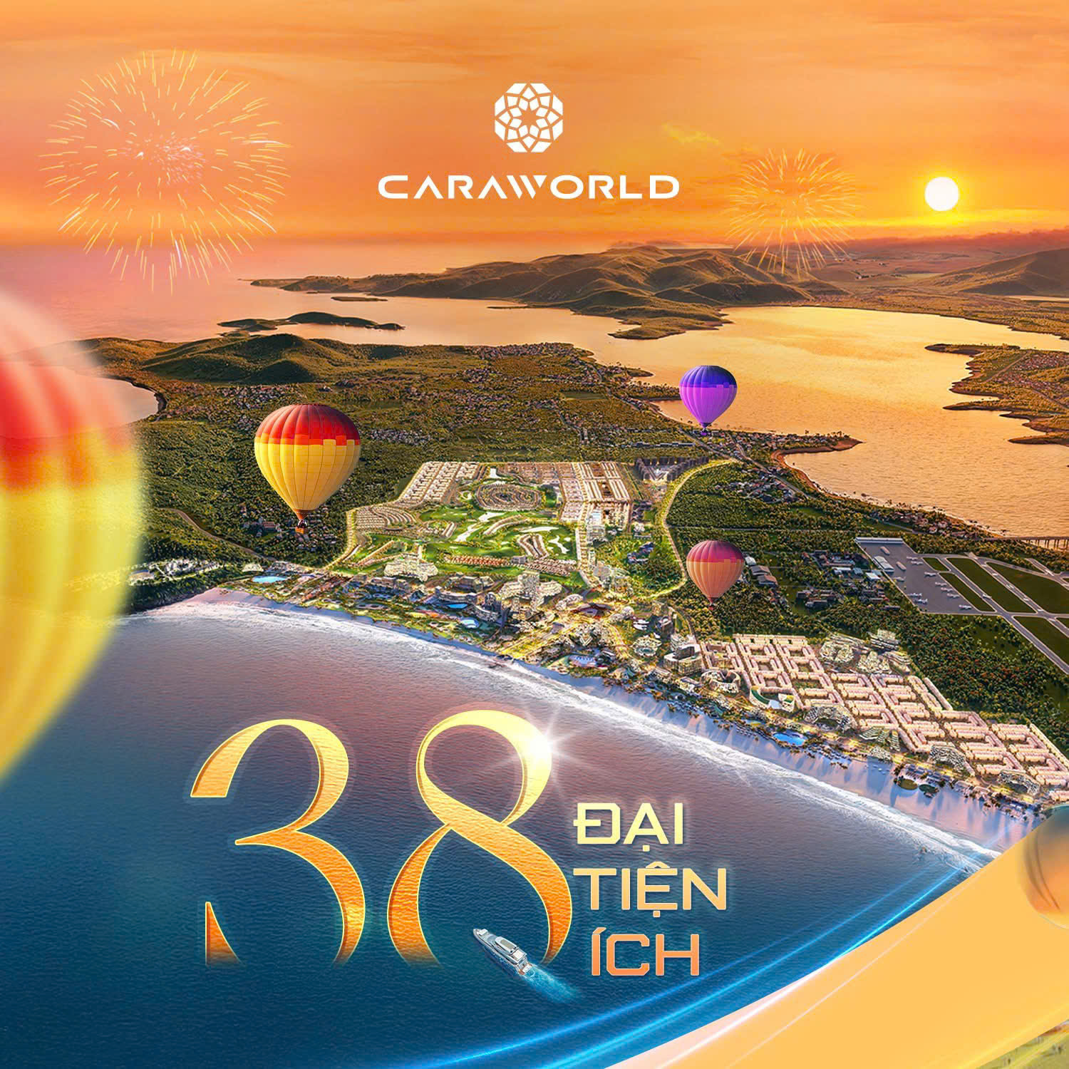 38 đại tiện ích CaraWorld Cam Ranh — key visual chính thức từ CĐT