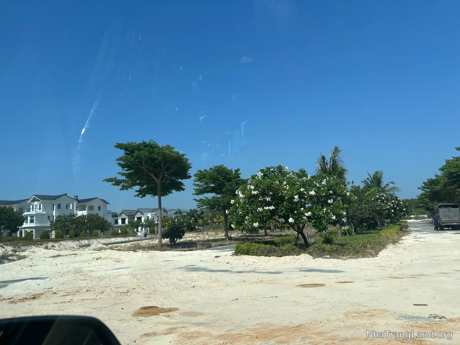 Khu vực hoàn thiện sớm nhất — cảnh quan hoa sứ, hoa giấy bắt đầu có hồn.