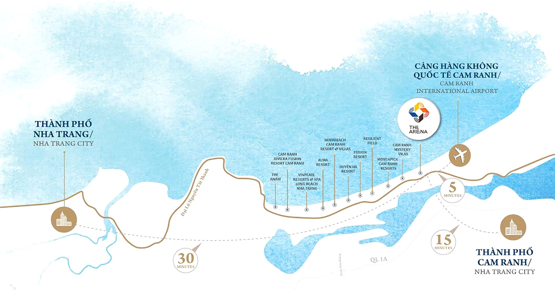 Bản đồ vị trí dự án The Arena Cam Ranh - Bãi Dài