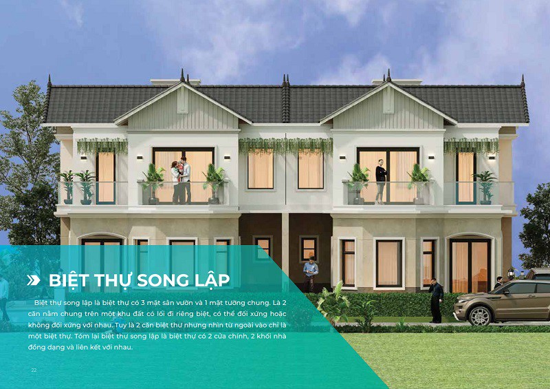 Mẫu biệt thự song lập MHDI Cam Ranh 1 trệt 1 lầu