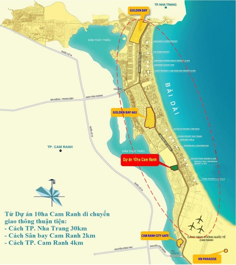 Vị trí dự án MHDI Cam Ranh trên bản đồ Bãi Dài Khánh Hòa