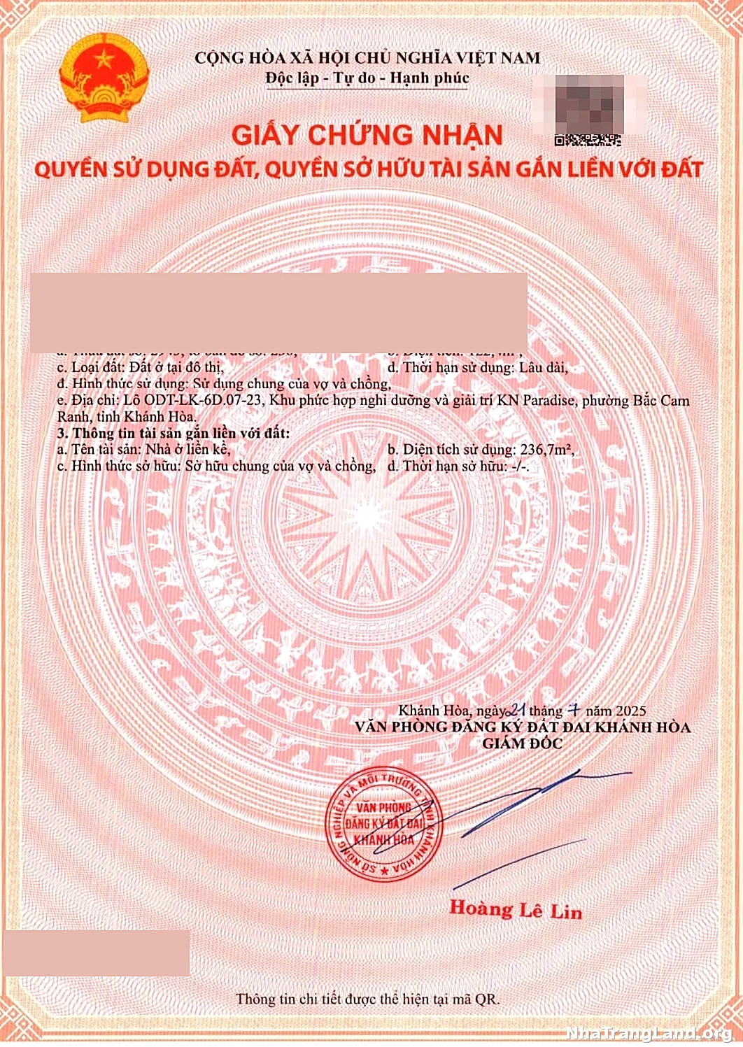 Sổ hồng format mới Para Sol 2025